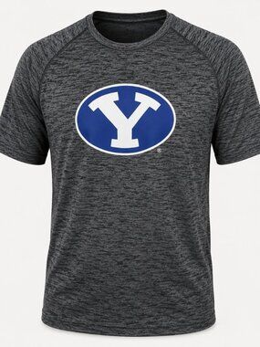 BYU Cougars Men’s Performance T-Shirt Gray Athletic Tee Quick Dry Short Sleeve